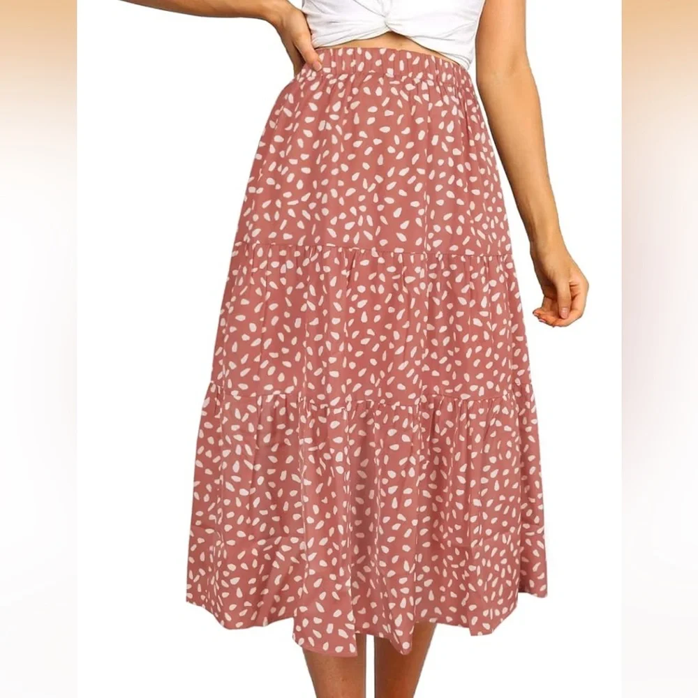 Pink and White Midi Skirt, Women’s Size Large - Picture 5 of 5